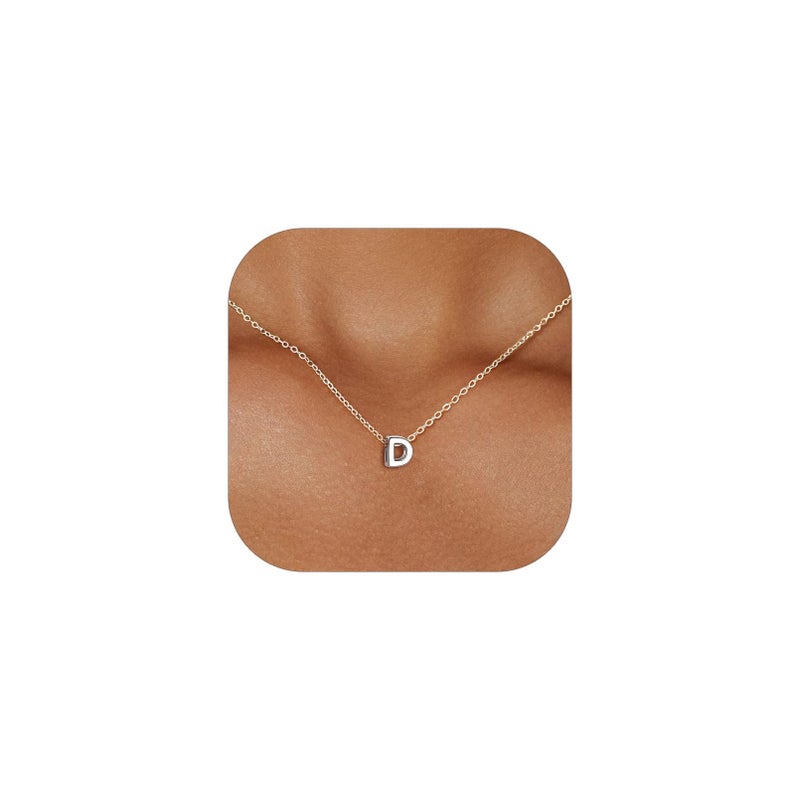 ChicSilver 925 Sterling Silver Initial Necklace Letter Necklaces Delicate Dainty Small Pendant Necklace Silver Choker Necklace for Women D Initial - Image 1